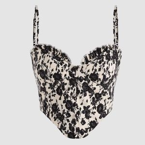Floral Ruffle Corset Tank Top
